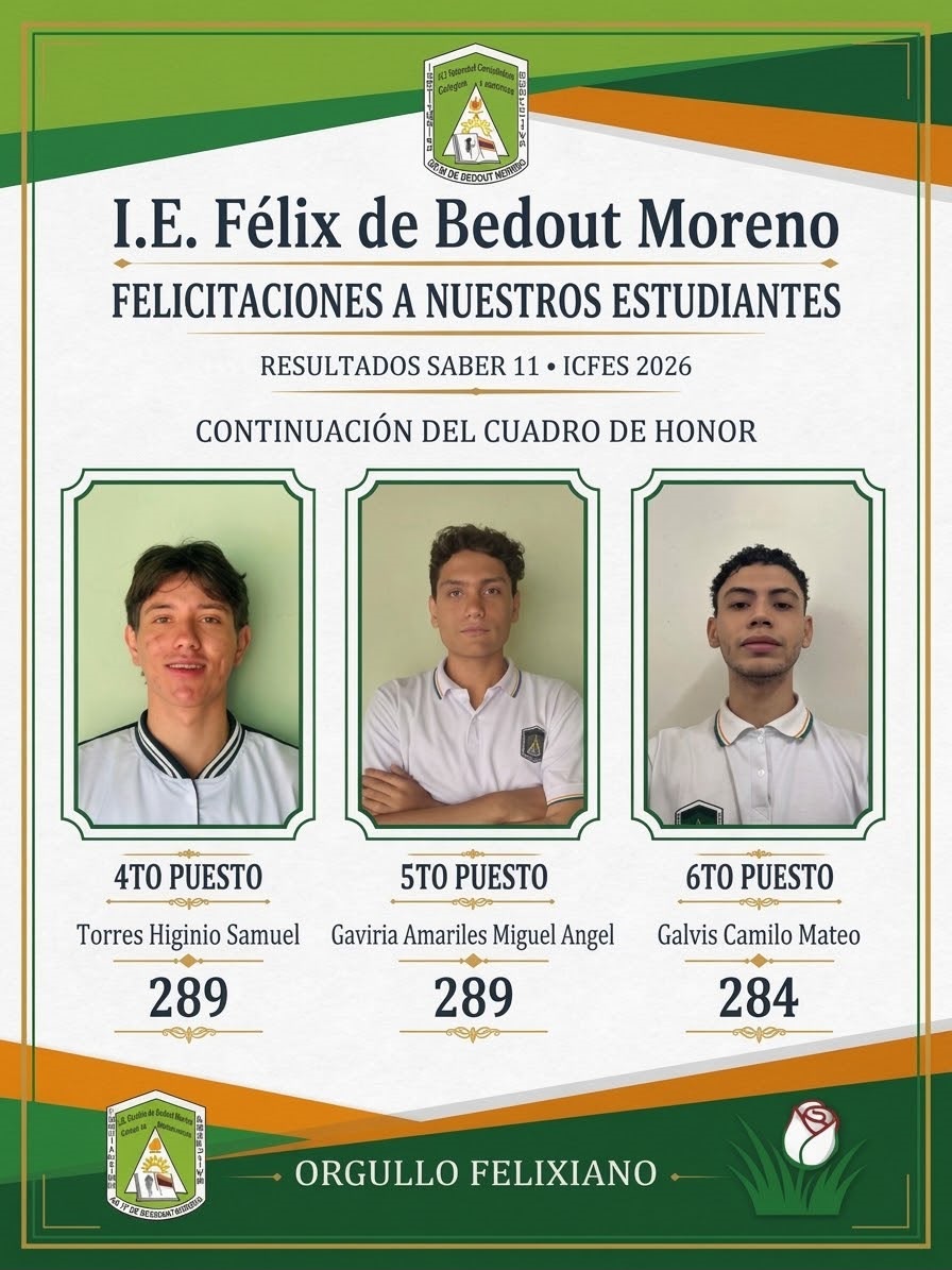 FELICITACIONES A NUESTROS JÓVENES PRUEBAS SABER